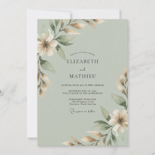 Convites Casamento com Eucalipto de Galho de Sage Cream