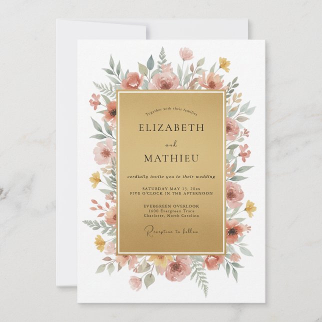 Convites Casamento com Eucalipto e Champanhe Mauve (Frente)