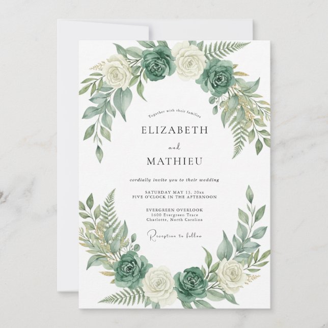 Convites Casamento com Eucalipto e Samambaia Celadon (Frente)