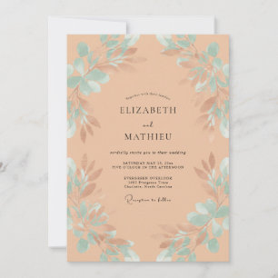 Convites Casamento com Eucalipto Folhagem Damasco Espuma do