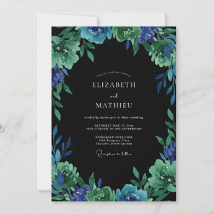 Convites Casamento com Eucalipto Folhagem Jade Índigo