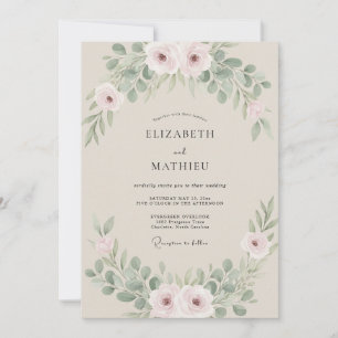 Convites Casamento com Eucalipto Folhagem Sage Blush