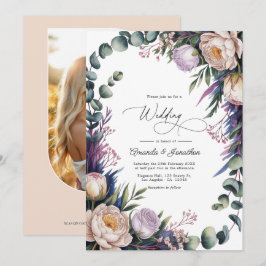 Convites Casamento com Eucalipto, Lavanda e Champagne Blush