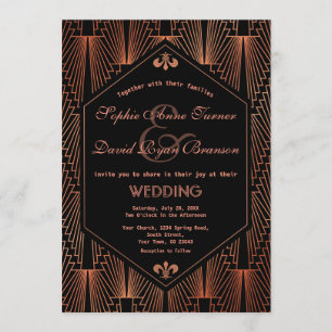 Convites Casamento com Excelente Gatsby Copper Art Deco 20