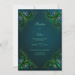 Convites Casamento com Filigrana de Esmeralda e Safira