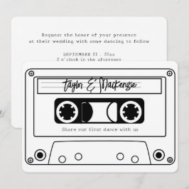 Convites Casamento com Fita de Música Retro Estilo Anos 80