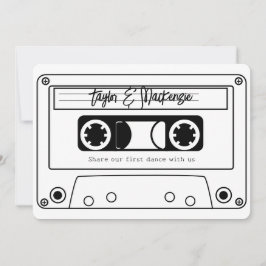 Convites Casamento com Fita de Música Retro Estilo Anos 80