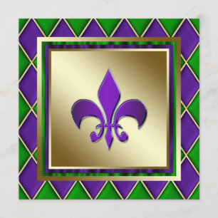 Convites Casamento com Fleur De Lis Mardi Gras