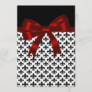 Convites Casamento com Fleur De Lis Preto e Vermelho