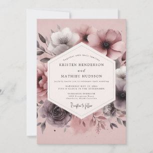 Convites Casamento com Flor de Ameixa Embaçada