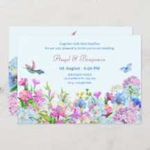 Casamento com flor de Aquarela Azul