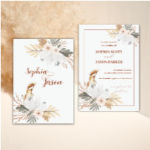 Casamento com Flor de Aquarela Elegante Boho
