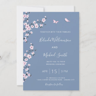 Convites Casamento com Flor de Cerejeira Azul