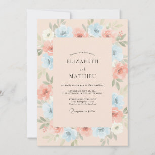 Convites Casamento com Flor de Cerúleo Rosado