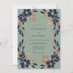 Convites Casamento com Flor de Cobre Índigo
