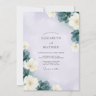 Convites Casamento com Flor de Lavanda Slate