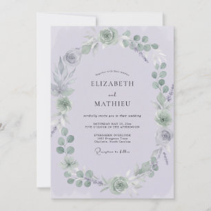 Convites Casamento com Flor de Lilás Pálido e Empoeirado