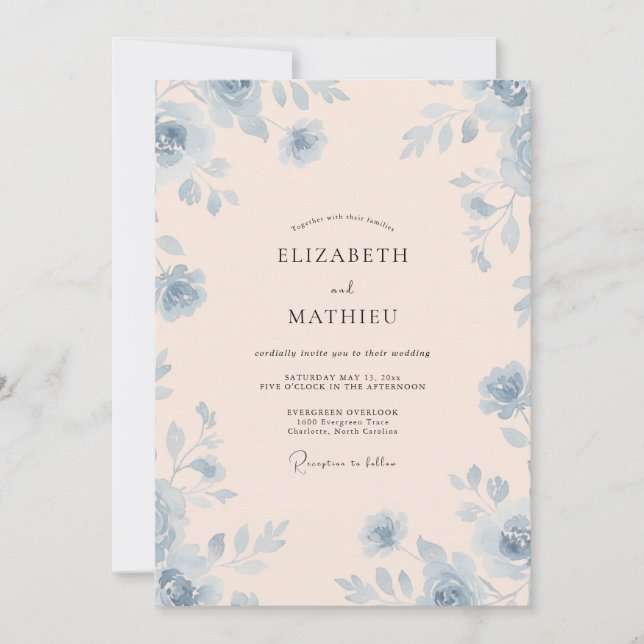 Convites Casamento com Flor de Marfim de Aço (Frente)