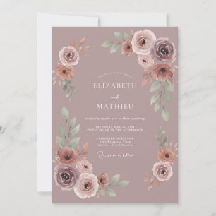 Convites Casamento com Flor de Mauve Desbotado
