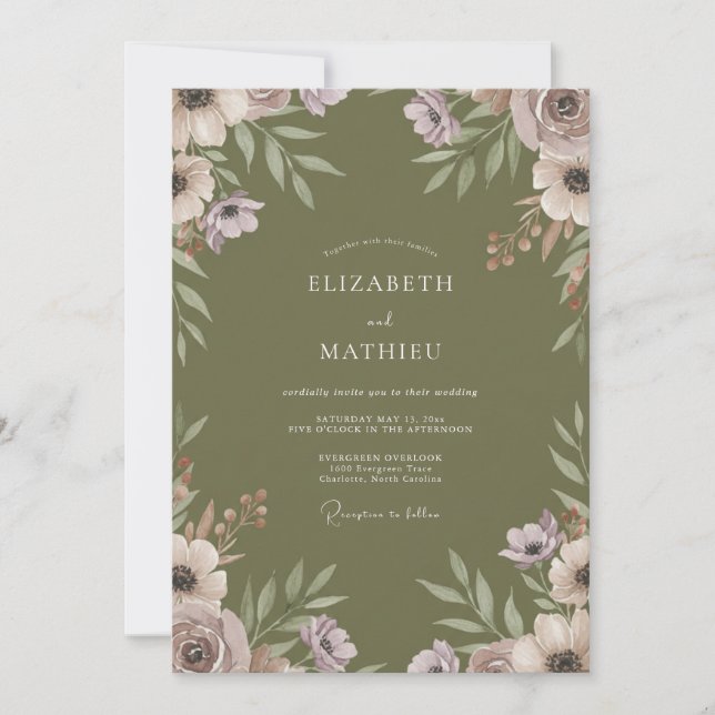Convites Casamento com Flor de Oliveira (Frente)