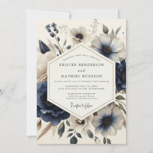 Convites Casamento com Flor de Vinheta Naval