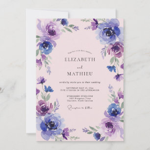 Convites Casamento com Flor de Violeta Índigo