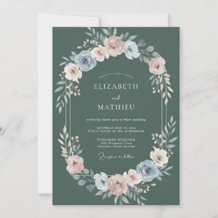 Convites Casamento com Flor Pintada de Slate Peach