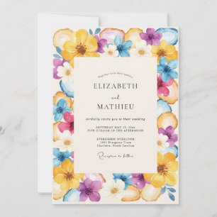 Convites Casamento com Flor Silvestre Amarela Brilhante