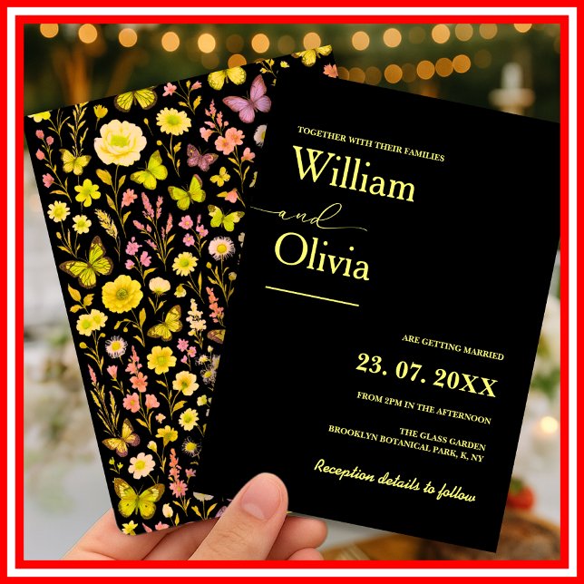 Convites Casamento com Flor Silvestre Amarela Manteiga (Criador carregado)