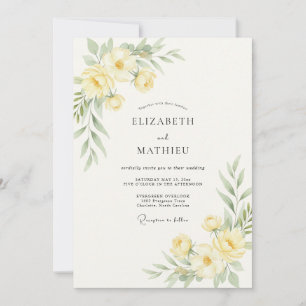 Convites Casamento com Flor Silvestre Amarela Pastel