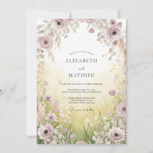 Convites Casamento com Flor Silvestre Amarela Suave
