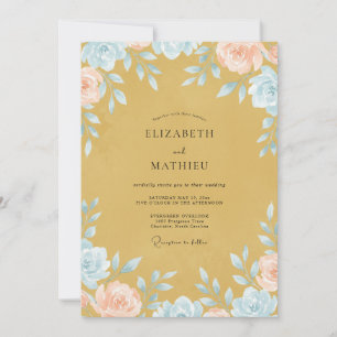 Convites Casamento com Flor Silvestre Aquática Mostarda