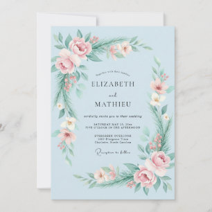 Convites Casamento com Flor Silvestre Céu Rosado