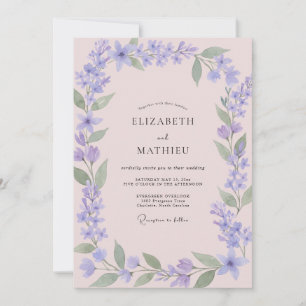 Convites Casamento com Flor Silvestre de Rosa Pálido e Peri