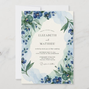 Convites Casamento com Flor Silvestre de Sálvia Índigo