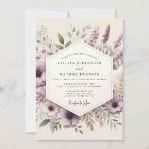 Convites Casamento com Flor Silvestre Etérea de Lavanda