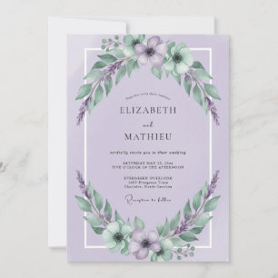 Convites Casamento com Flor Silvestre Lavanda