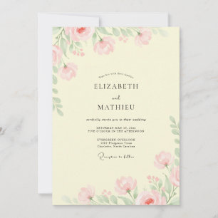 Convites Casamento com Flor Silvestre Rosa Pétala Amarela