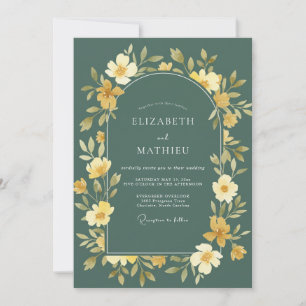 Convites Casamento com Flor Silvestre Slate Ochre