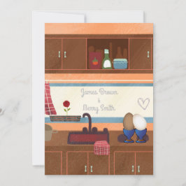 Convites Casamento com Flor Vermelho, Janela Ovos Cozinha