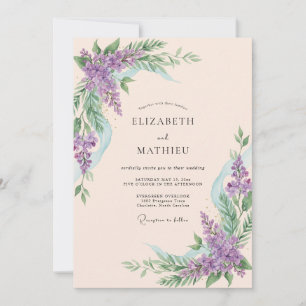 Convites Casamento com Flora Botânica de Lavanda