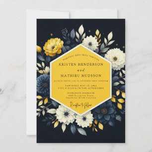 Convites Casamento com Flora Noturna Açafrão