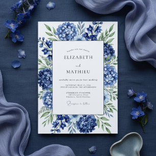 Convites Casamento com Florada de Hortênsia Azul Real