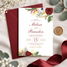 Casamento com Floral Burgundy Vermelho & Dourado E
