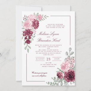 Convites Casamento com Floral de Aquarela em Script Elegant