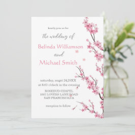 Convites Casamento com Floral de Cerejeira Floral