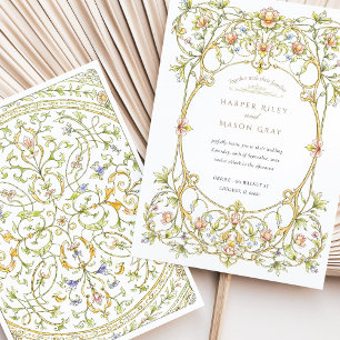 Convites Casamento com Floral em Aquarela e Trabalho de Enr