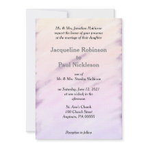 Casamento com Floral em Aquarela Roxo Creme Vintag