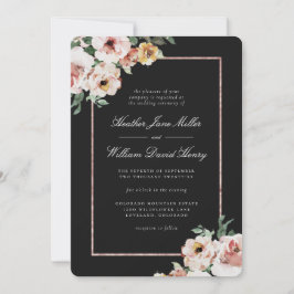Convites Casamento com Floral Preto