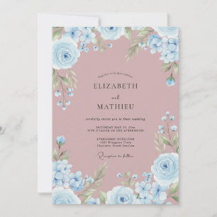 Convites Casamento com Flores Azuis Celestes
